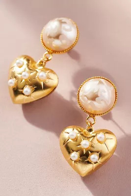 The Pink Reef Pearl Heart Locket Earrings | Anthropologie (US)