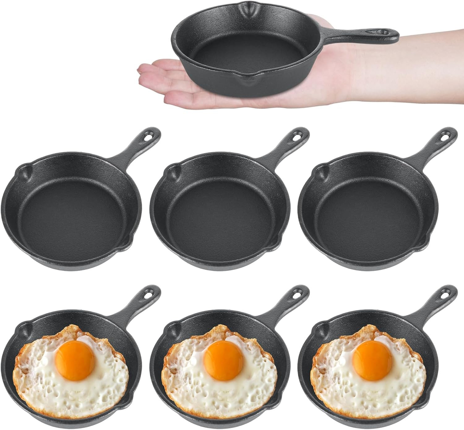 6 Pack Mini Cast Iron Skillet, 4 Inch Small Cast Iron Frying Pan | Amazon (US)