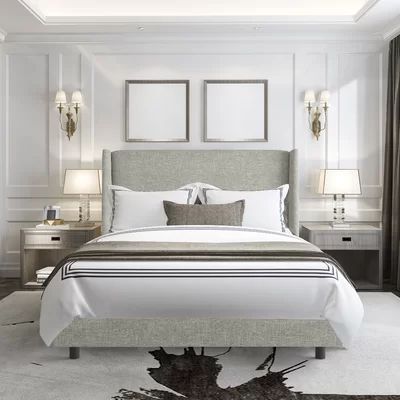 Alrai Upholstered Low Profile Standard Bed Mercury Row Color: Zuma Pumice, Size: California King | Wayfair North America
