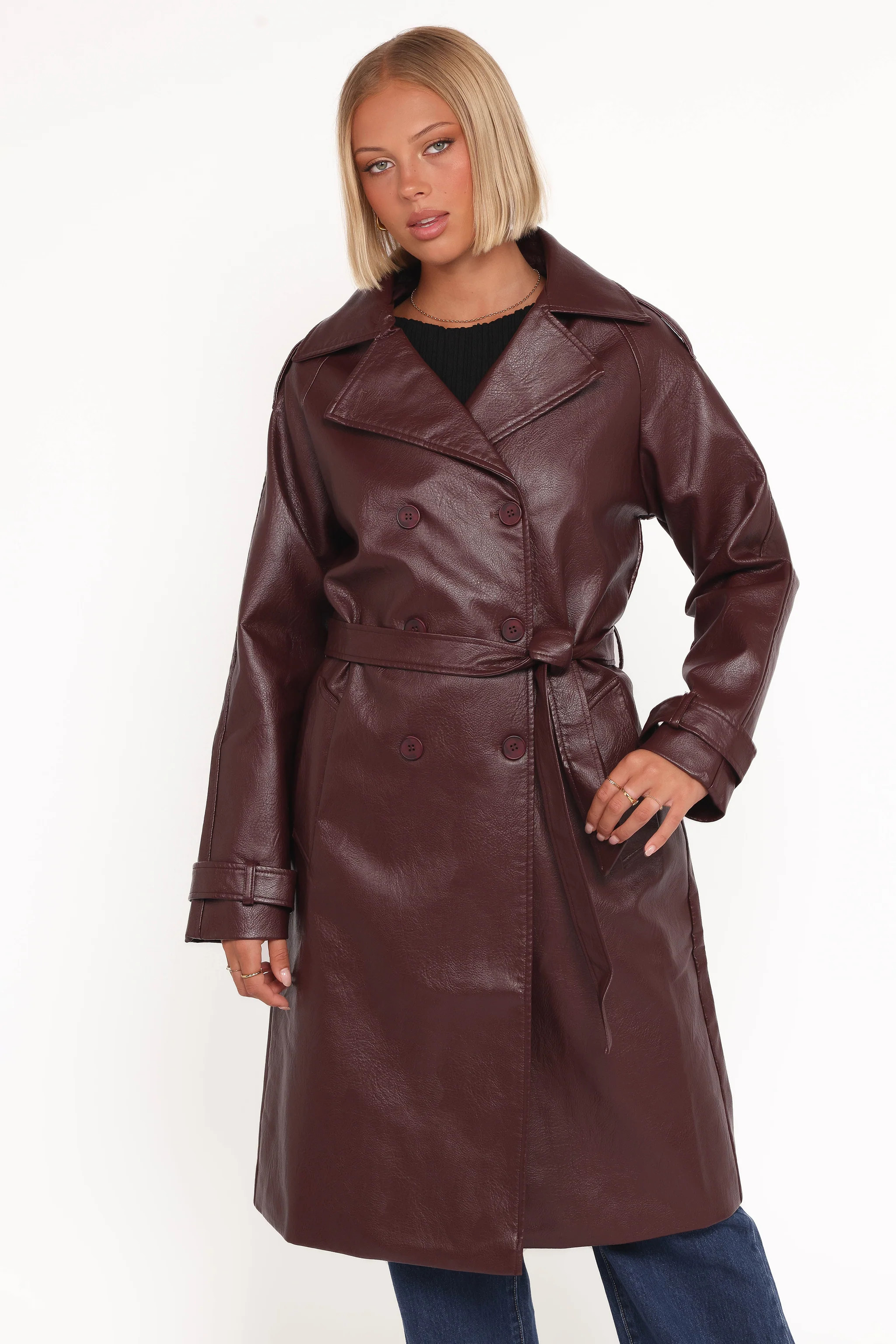 Vita Faux Leather Jacket - Burgundy | Petal & Pup (US)