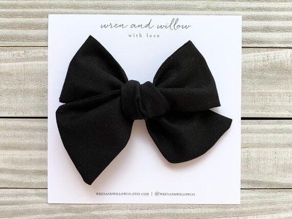 Black Pinwheel Bow  Black Halloween Cotton Hair Bow  Baby | Etsy | Etsy (US)