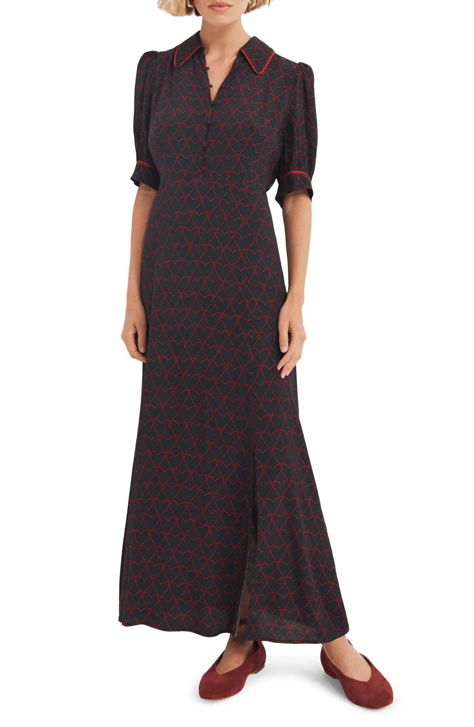 Heart Print Midi Dress | Nordstrom