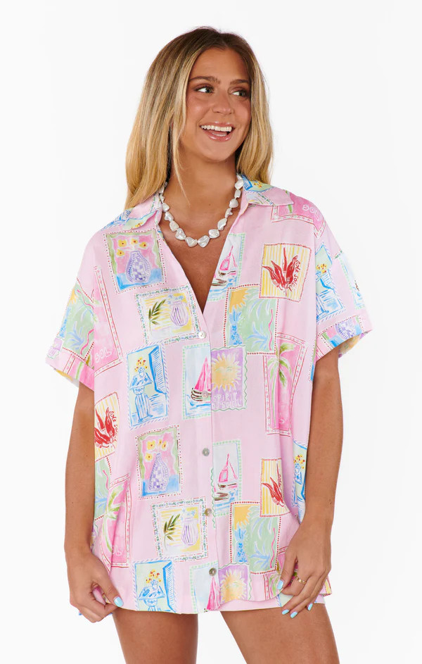 Parker Button Down ~ Summer Soleil Linen | Show Me Your Mumu