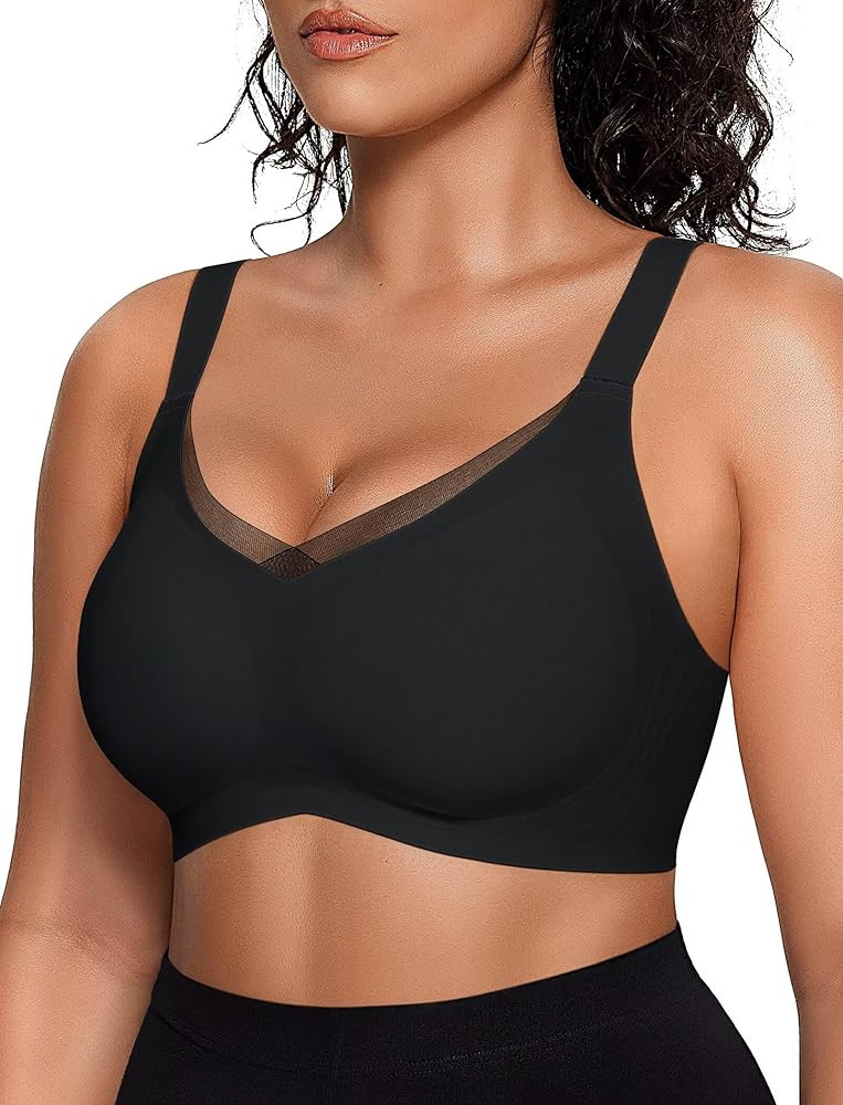 Vertvie Wireless Bras for Women No Underwire Supportive Mesh Crossover Bra Seamless Push Up Full ... | Amazon (US)