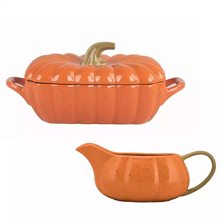 New! Pumpkin Casserole Dish and Gravy Boat | Kirkland's Home