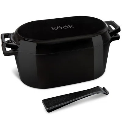 Kook Dutch Oven with Lid, Enameled Cast Iron, 3.4 Qt, Black | Wayfair North America