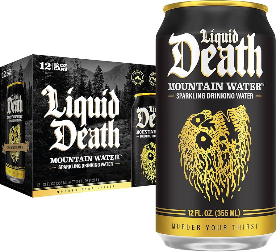 Liquid Death Sparkling Mountain Water, Real Mountain Source, Ice-Cold Cans, Infinitely Recyclable... | Amazon (US)