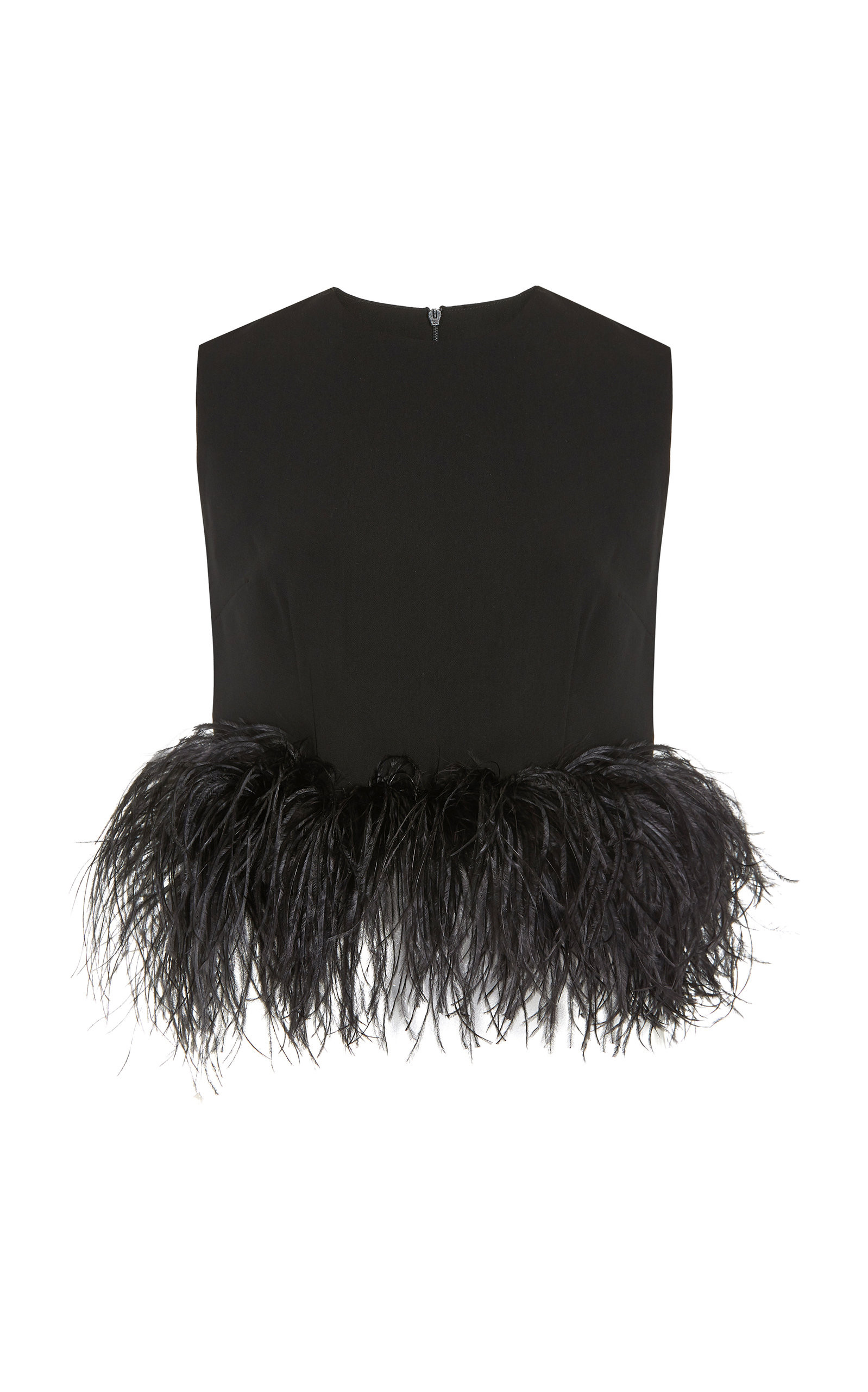 Hoku Feather-Trimmed Crepe Crop Top | Moda Operandi (Global)