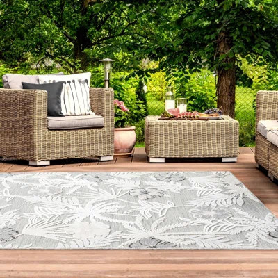 Tropical Leaf Floral Outdoor Area Rug | Wayfair North America