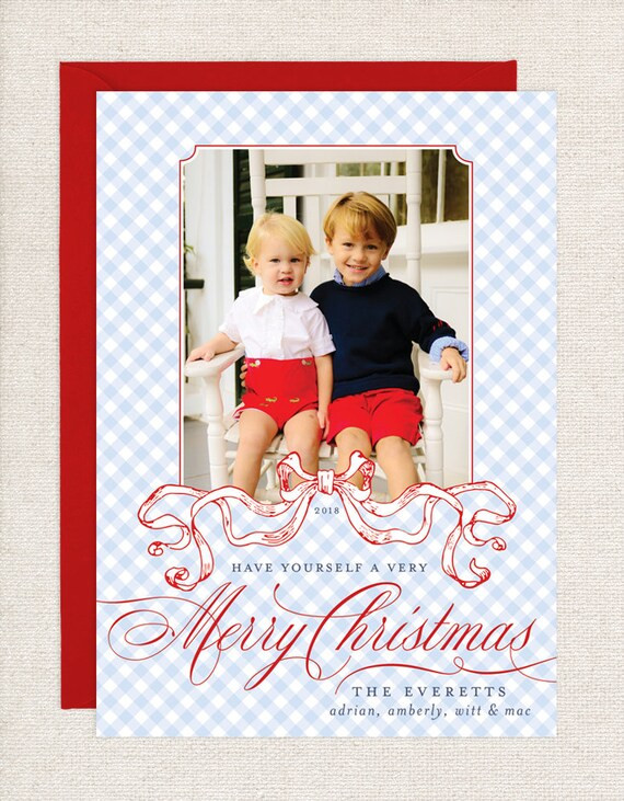 Gingham Christmas Card | Etsy (US)