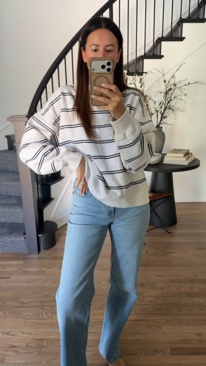 These are the high-rise 90s relaxed jeans from Abercrombie and I am wearing a size 27 extra long. All jeans are 25 to 50% off right now during their denim event and just about everything else is 20% off. Use code. DENIMAF to save an extra 15%! ￼

#LTKgrwm #LTKSaleAlert #LTKootd