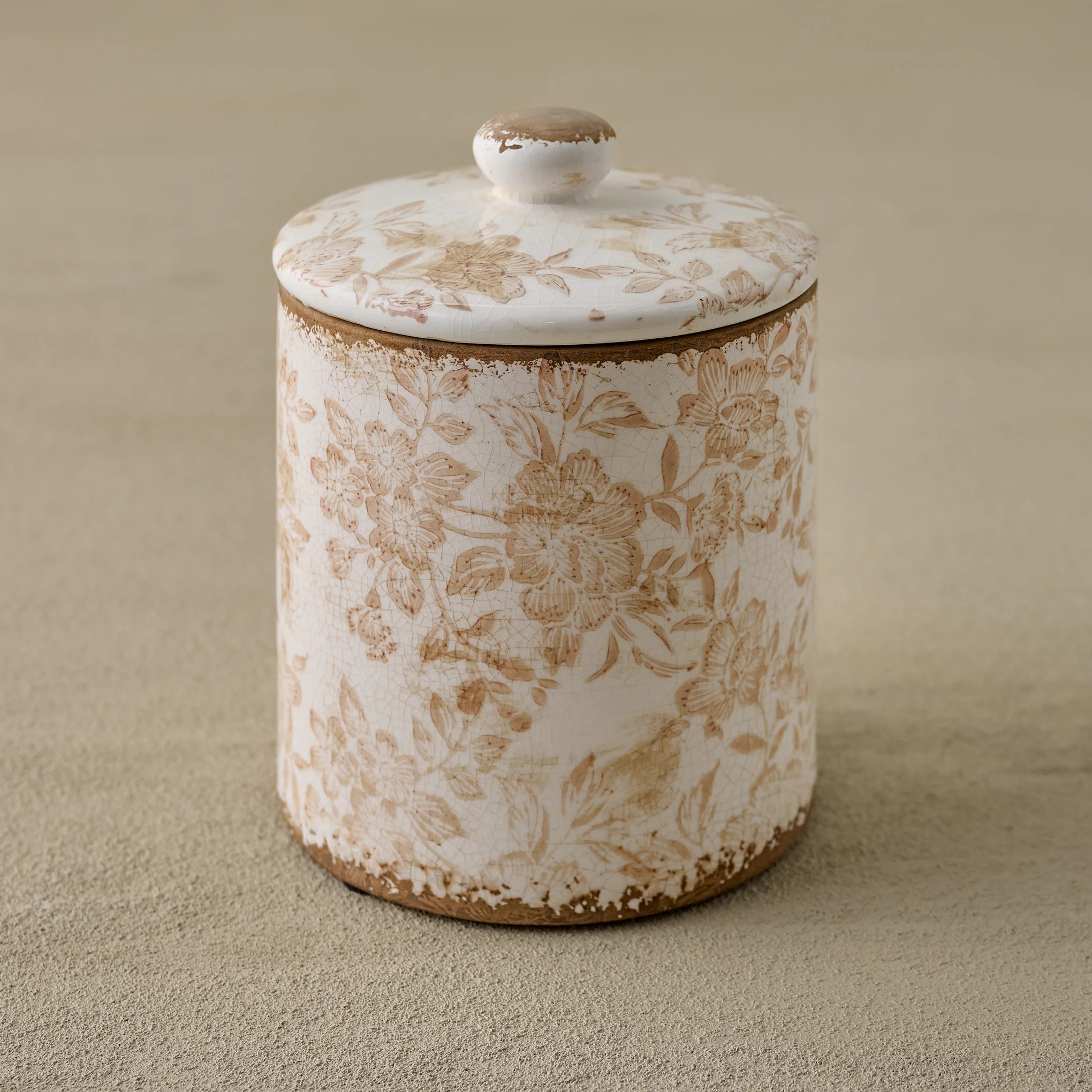 Brown and White Distressed Canister | Magnolia