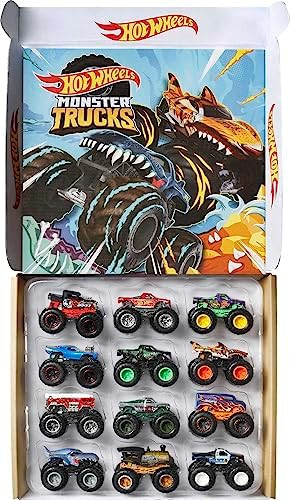 Hot Wheels Monster Trucks, Set of 12 1:64 Scale Die-Cast Toy Trucks for Kids and Collectors, Styl... | Amazon (US)