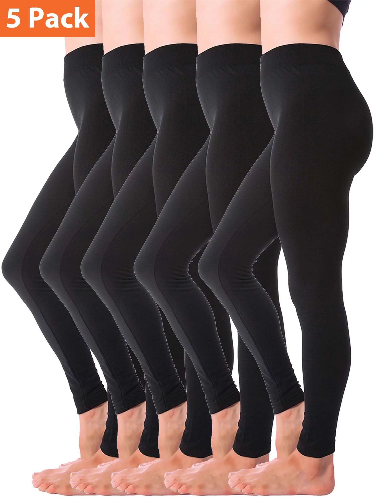 Kuda Moda 5-Pack Fleece Lined Leggings for Women Winter Warm Thermal Full Length Leggings - Walma... | Walmart (US)