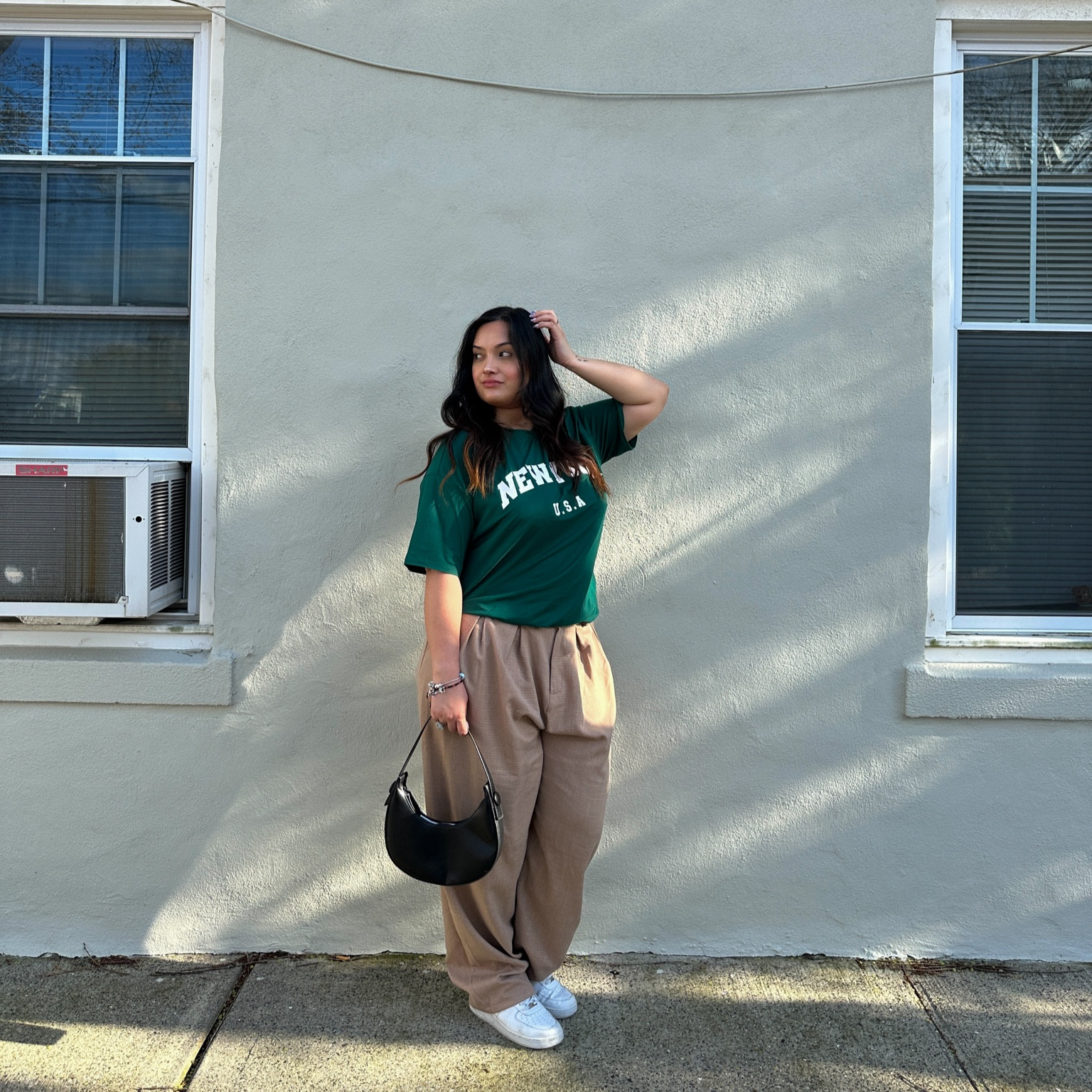 Spring fashion, spring style, spring ootd, spring outfits, spring outfit ideas, spring outfit Inspo, minimal style, street style, minimal street style, everyday outfit, everyday style, simple fits, easy outfits, casual style, casual outfit, midsize fashion, midsize style, trousers style, white sneakers, Nike sneakers, Air Force 1s sneakers, shein style, shein outfits, affordable fashion, pretty little thing style, pretty little thing outfits, Amazon fashion, Amazon fashion finds. 

#LTKmidsize #LTKU #LTKshoecrush