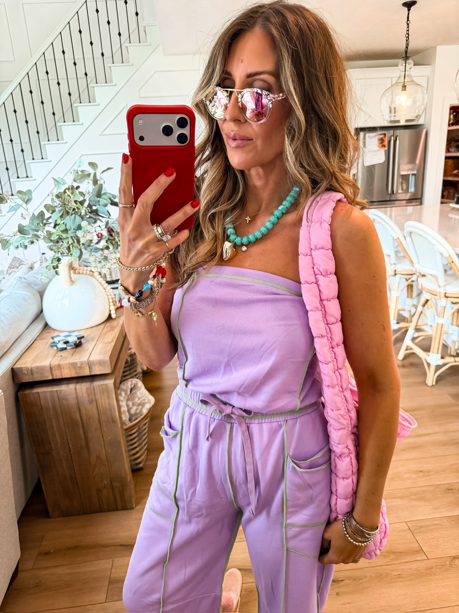 This lilac set is giving sporty girl summer in the cutest way. The contrast stitching and pastel color make it feel so fun and trendy, and it is the kind of comfy outfit you can wear for travel days, errands, coffee runs, or just everyday casual style.

matching set outfit, lilac outfit, sporty chic style, casual summer outfits, comfy everyday fashion, airport outfit ideas, lounge set, trendy matching sets, athleisure style, colorful summer outfits, themominstyle

#LTKootd #LTKSeasonal #LTKOver40