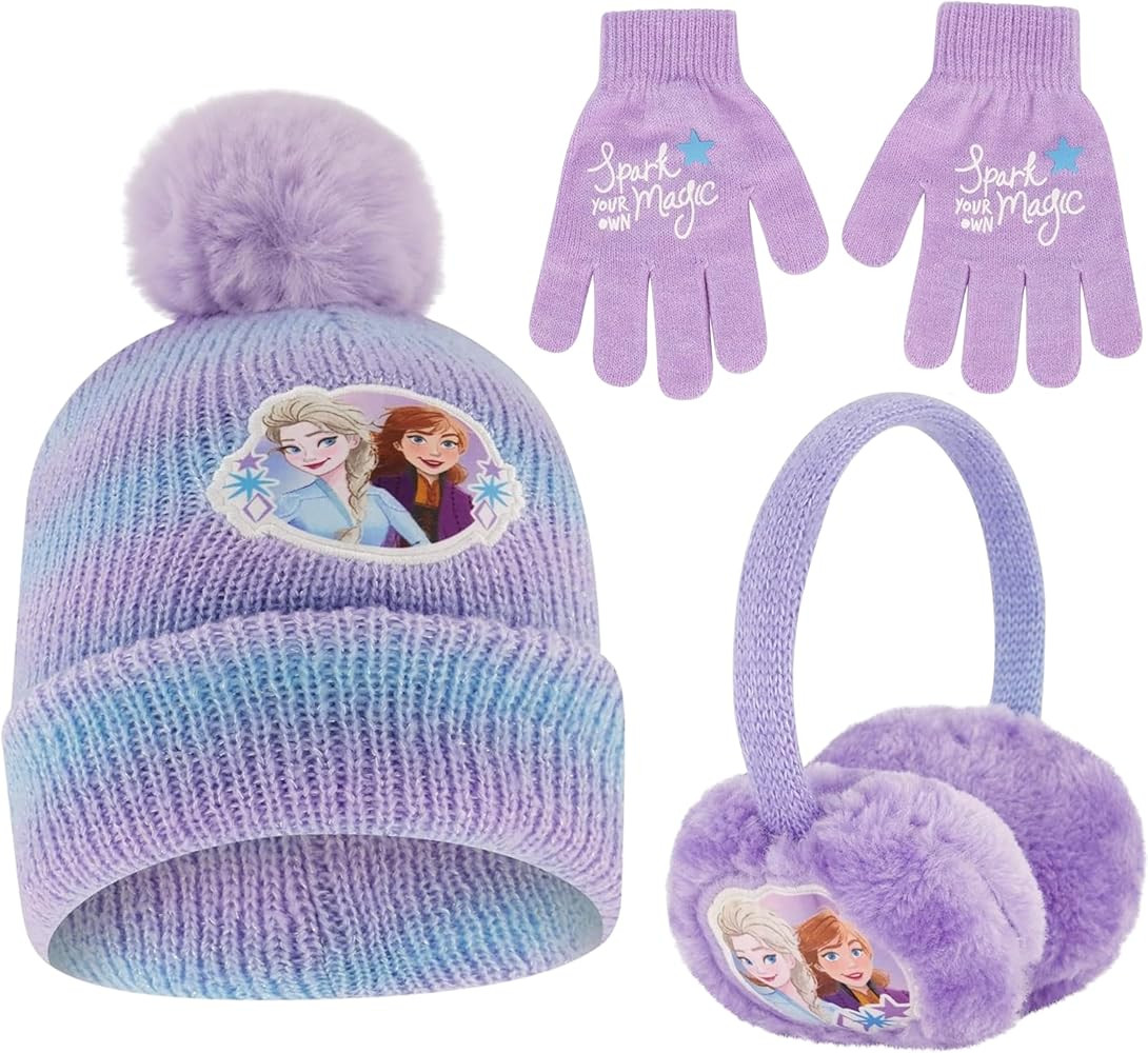 Disney Girls Winter Hat, Earmuffs and Kids Gloves Set, Frozen For Ages 4-7 | Amazon (US)