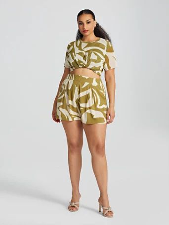 Liliana Printed Wide-Leg Shorts - Gabrielle Union x FTF - Fashion To Figure | Fashion To Figure