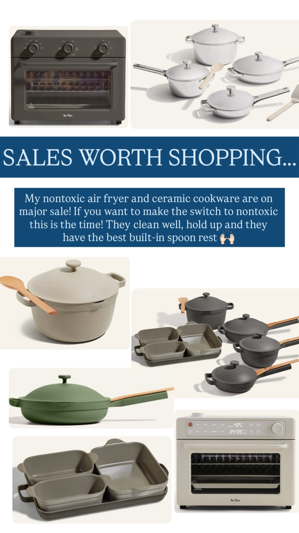 If you’ve been wanting to switch to nontoxic cookware, this is the sale worth shopping! My absolute favorite non-toxic air fryer plus ceramic cookware & bakeware pieces. We use them dIf you’ve been wanting to switch to nontoxic cookware, this is the sale worth shopping! My absolute favorite non-toxic air fryer plus ceramic cookware & bakeware pieces. We use them daily and they’ve held up so well.

nontoxic cookware, ceramic cookware, ceramic cookware set, non toxic pots and pans, PFAS free cookware, PFOA free cookware, PTFE free cookware, healthy cookware, safe cookware, toxin free cookware, Our Place cookware, Our Place Always Pan, Our Place Perfect Pot, Our Place bakeware, Our Place kitchen, ceramic bakeware, non toxic bakeware, nontoxic baking pans, ceramic baking dishes, safe bakeware, nontoxic air fryer, non toxic air fryer, healthy air fryer, nontoxic kitchen appliances, non toxic appliances, safe kitchen appliances, clean kitchen appliances, cookware and bakeware, kitchen upgrade essentials, everyday cookware, family safe cookware, modern kitchen essentials, nonstick ceramic cookware

#LTKSaleAlert #LTKfoodie #LTKHome