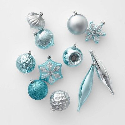 40ct Christmas Ornament Set Light Blue & Silver - Wondershop™ | Target