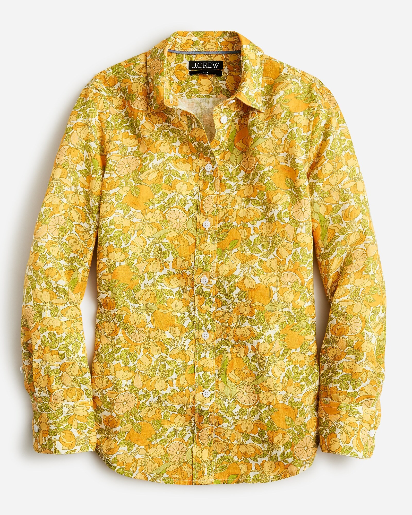 Slim-fit linen shirt in limone print | J. Crew US