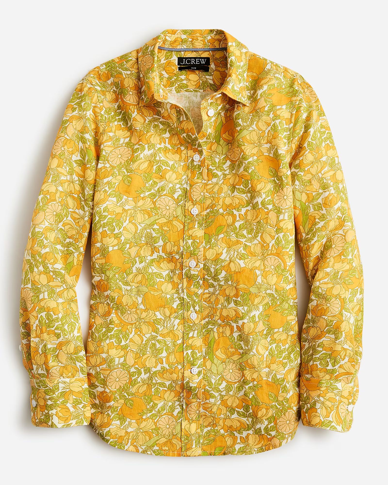 Slim-fit linen shirt in limone print | J.Crew US