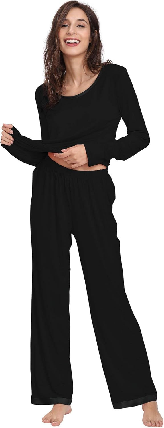 GYS Bamboo Pajamas Set for Women Long Sleeve Sleepwear with Pants Soft Comfy Pj Lounge Sets S-4X | Amazon (US)
