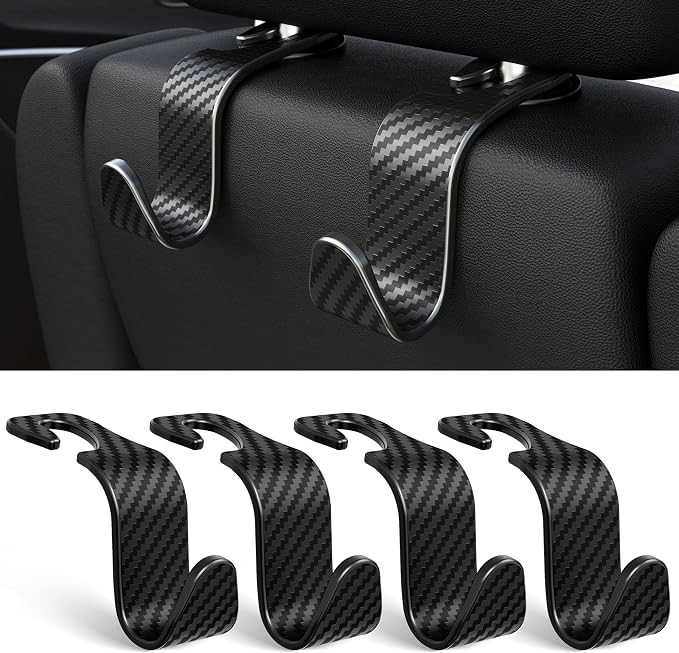 4-Pack Car Headrest Hooks Vehicle Storage Organizer for Purses Handbags Groceries Coats –Holds ... | Amazon (US)