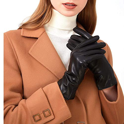 ZLUXURQ Women’s Cold Weather Gloves in Black – Genuine SheepSkin Womens Leather Gloves Cashmere Lined | Amazon (UK)