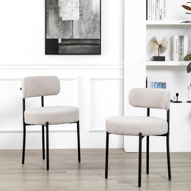 Modern Accent Chair, Upholstered Dining Chairs, Short Plush Fabric, Armless Dining Chair (Set of ... | Wayfair North America