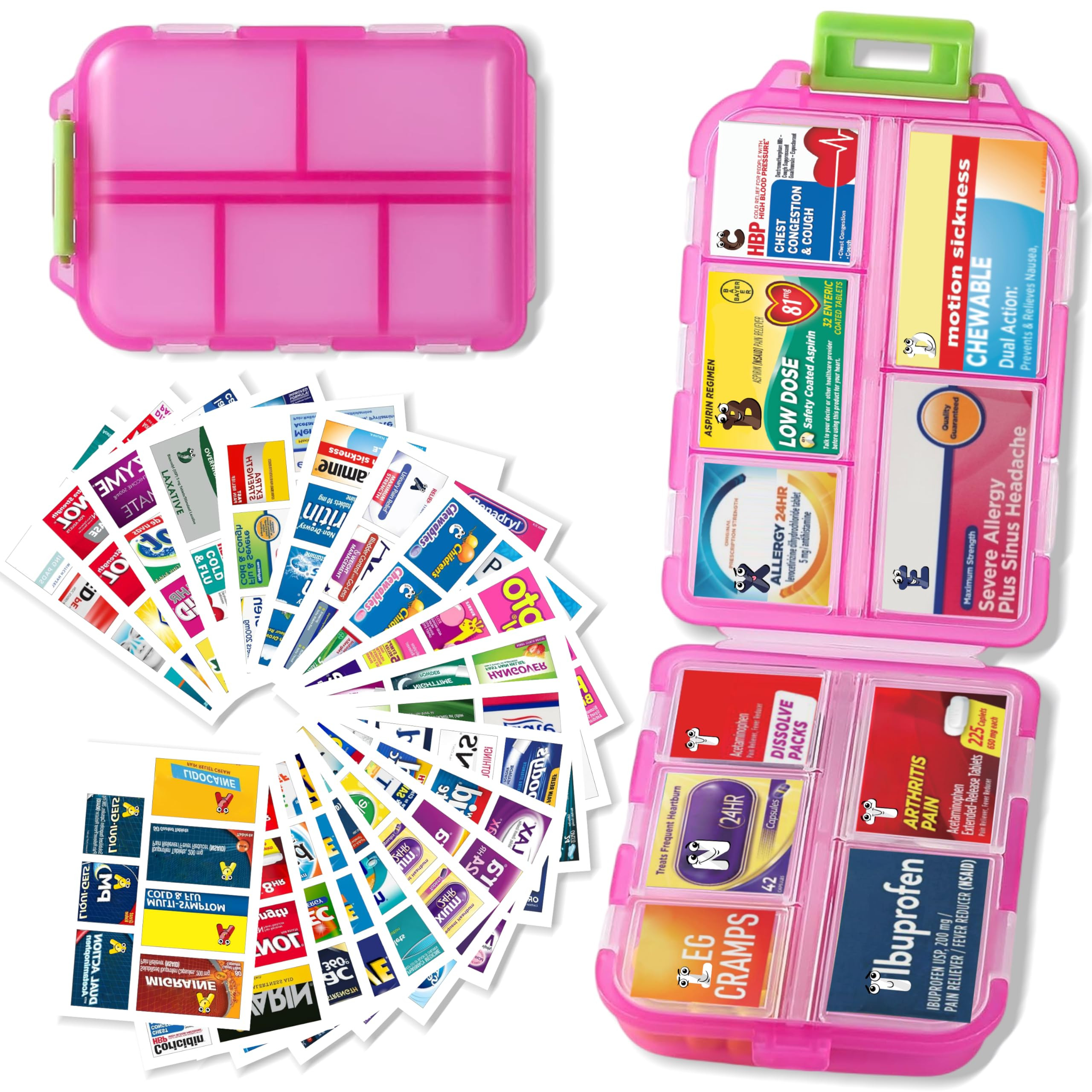 Pill Organizer with Medicine Labels Travel Daily Pill Container Mini Medication Organizer Storage... | Amazon (US)