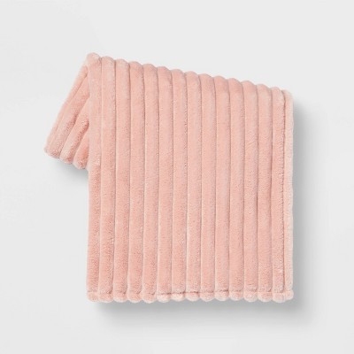 Ribbed Plush Throw Blanket Blush - Room Essentials™ | Target