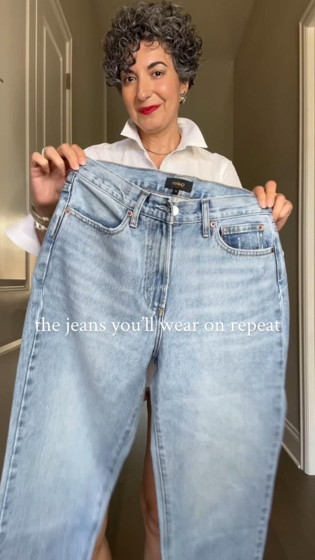 Classic style with classic denim! These are a straight leg rigid denim (100% cotton) in a perfect summer light wash. Wearing a size 27 regular (they also come in short!) 
.
@Quince #quincepartner #liketkit

#LTKSeasonal #LTKOver40