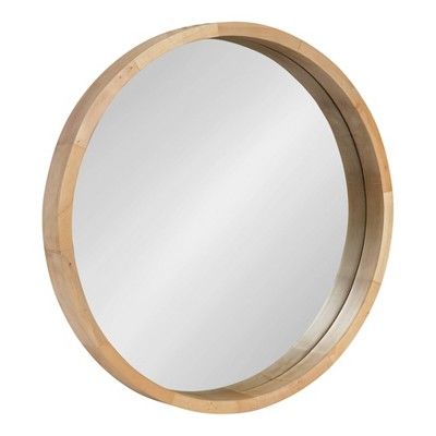 22" x 22" Hutton Round Wood Wall Mirror Natural - Kate and Laurel | Target