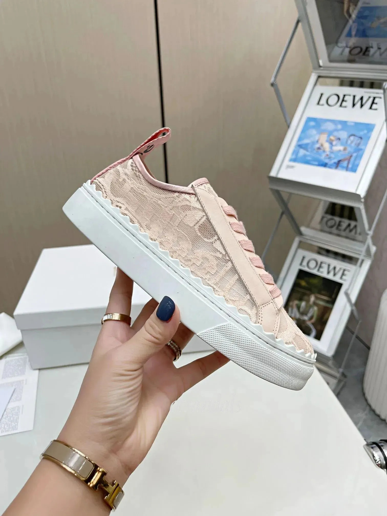 Designer Sneakers Laurens Canvas Shoes scalloping Perforated lace Women Low Top Lace Sneakers LAU... | DHGate