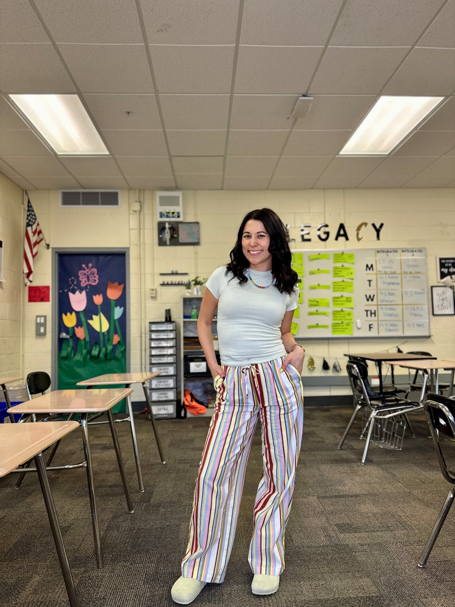 Teacher outfit check 🌸✏️ these pants from Walmart are comfy enough for a full day on my feet but still cute enough to feel put together in the classroom 💐 effortless, affordable, and totally teacher-approved

#TeacherOOTD #TeacherStyle #ClassroomChic #WalmartFashion #LTKStyle #LTKFinds #SpringOutfits #AffordableStyle #TeacherLife #OOTDInspo

#LTKootd #LTKSeasonal #LTKdayinmylife