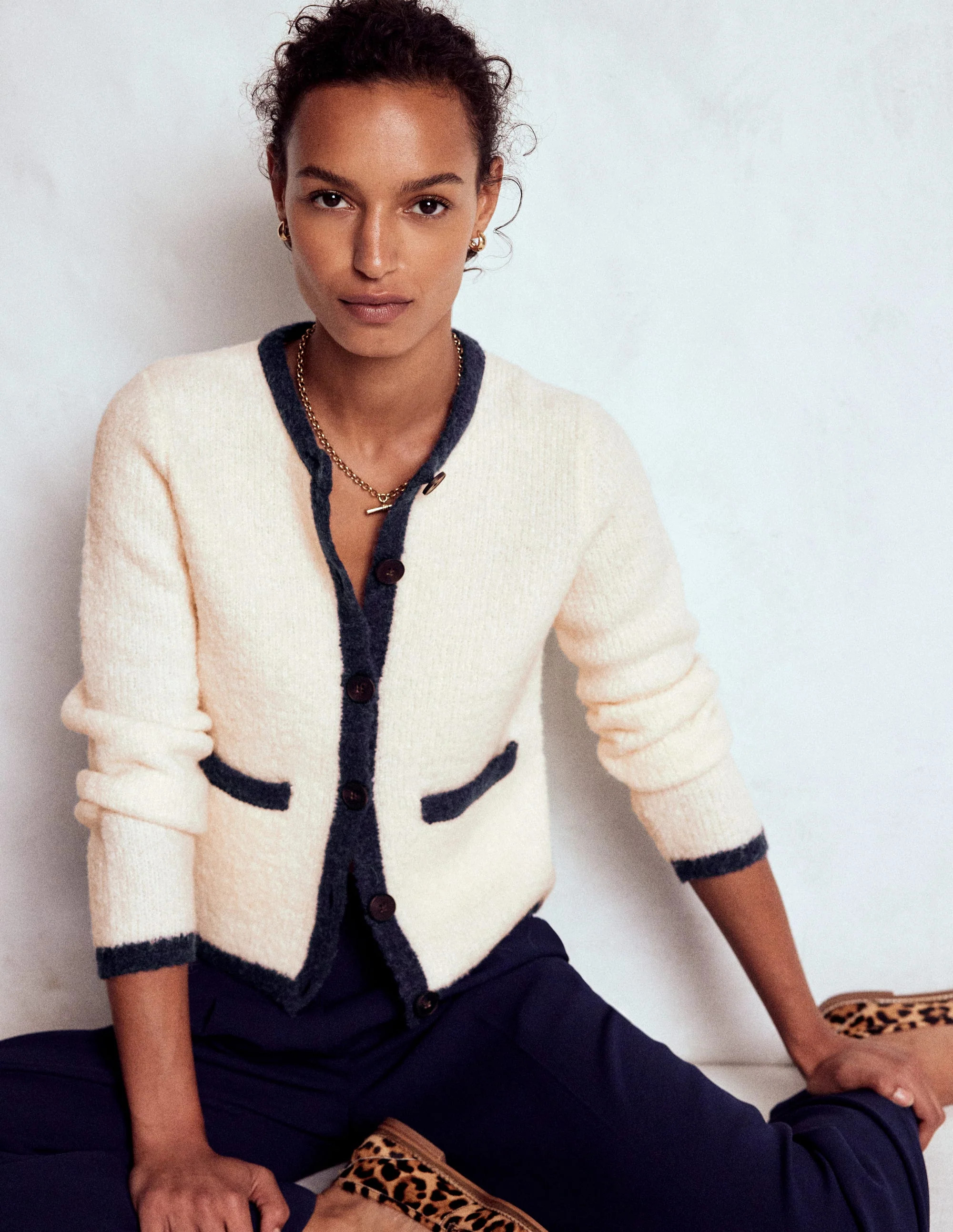 Holly Boucle Knitted Jacket-Warm Ivory, Boucle | Boden (US)