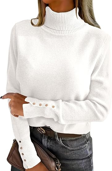 ANRABESS Turtleneck Sweaters for Women Long Sleeve Dressy Casual Soft Knitted Button Pullover Top... | Amazon (US)