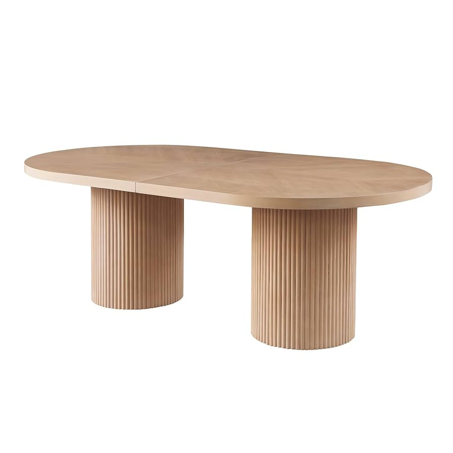 Dobby 90in-123in Extendable Oval Wooden Mid Century Modern Dining Table with Double Pedestal Base... | Amazon (US)