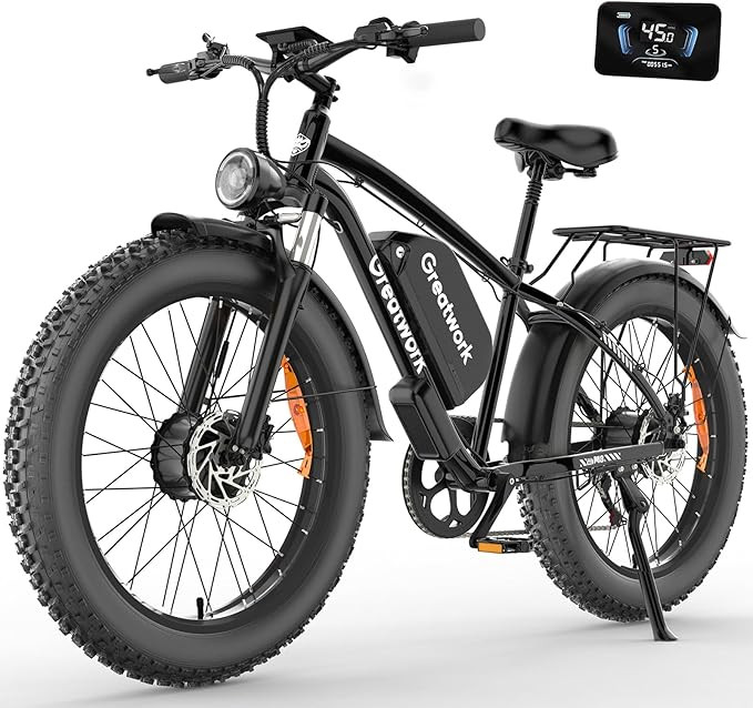 GREATWORK 52V 5000W Peak Dual Motor Electric Bike for Adults, 1300Wh Battery, Up to 45MPH & 100 M... | Amazon (US)