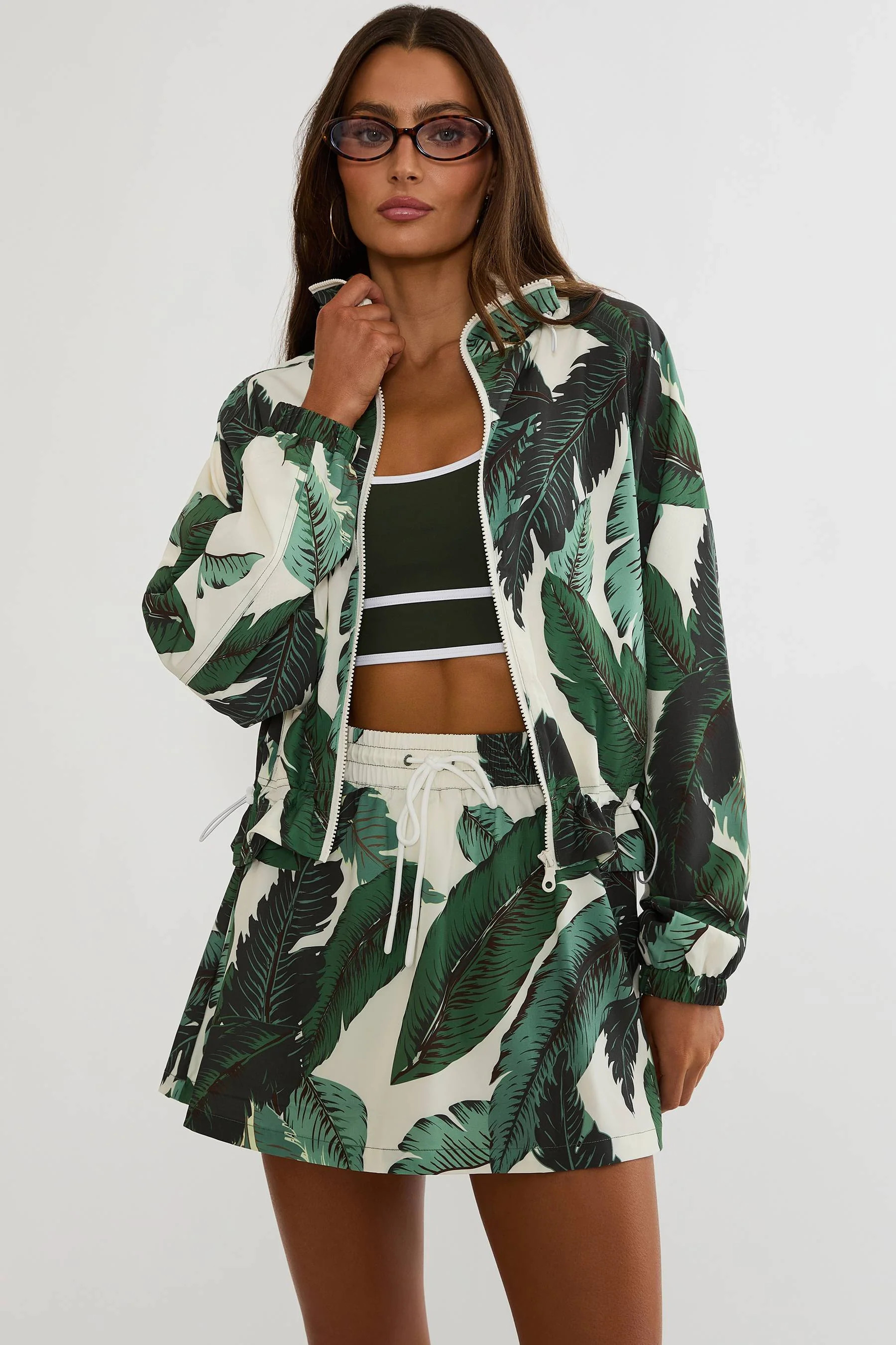 Casen Jacket Banana Palms | Women's Tropical Lightweight Zip Jacket | Beach Riot | Beach Riot