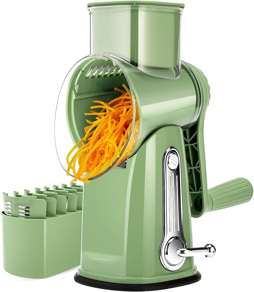 SUSTEAS Rotary Cheese Grater with Handle - Vegetable Shredder with 5 Well-designed Blades & Stron... | Amazon (US)