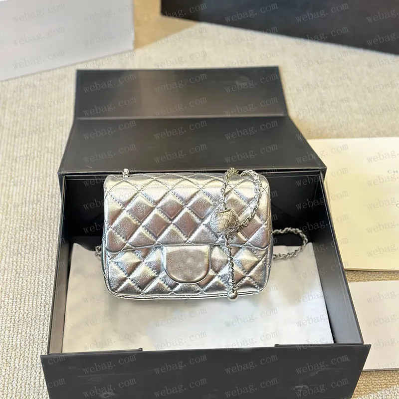 10a Lambskin Shimmer Metallic Colors Sqaure Quilted Shoulder Bags Classic Flap Silver Ball Chain ... | DHGate