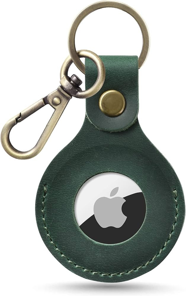 Jack&Chris Full Grain Leather Airtag Holder Keychain, Air Tag Holder with Keyring Protective Case... | Amazon (US)