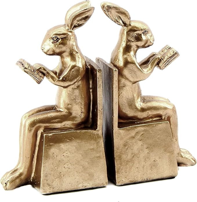Bellaa 22883 Rabbit Bookends Studious Reading Bunny 7 Inch | Amazon (US)