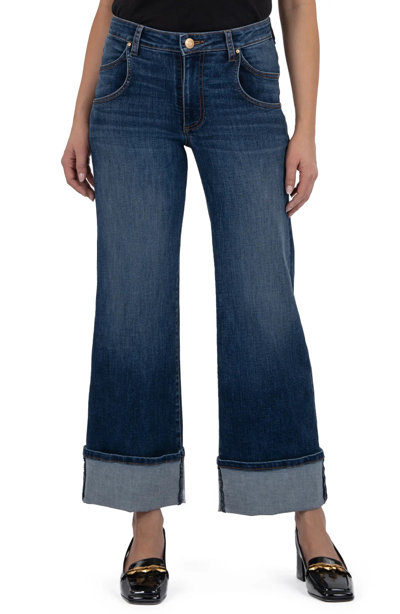 KUT from the Kloth Meg High Waist Cuffed Hem Wide Leg Jeans | Nordstrom | Nordstrom