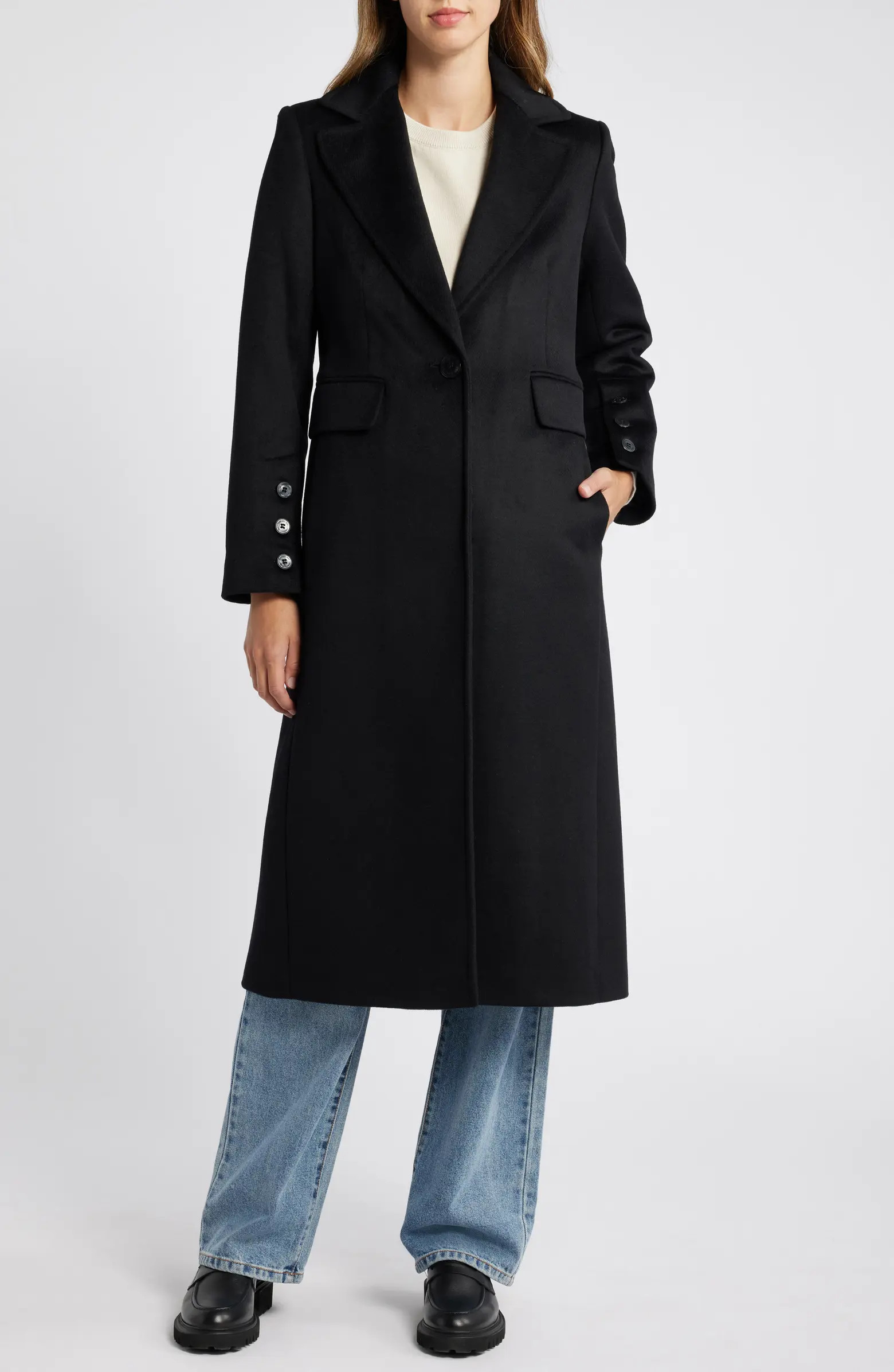 Sam Edelman Single Breasted Wool Blend Reefer Coat | Nordstrom | Nordstrom