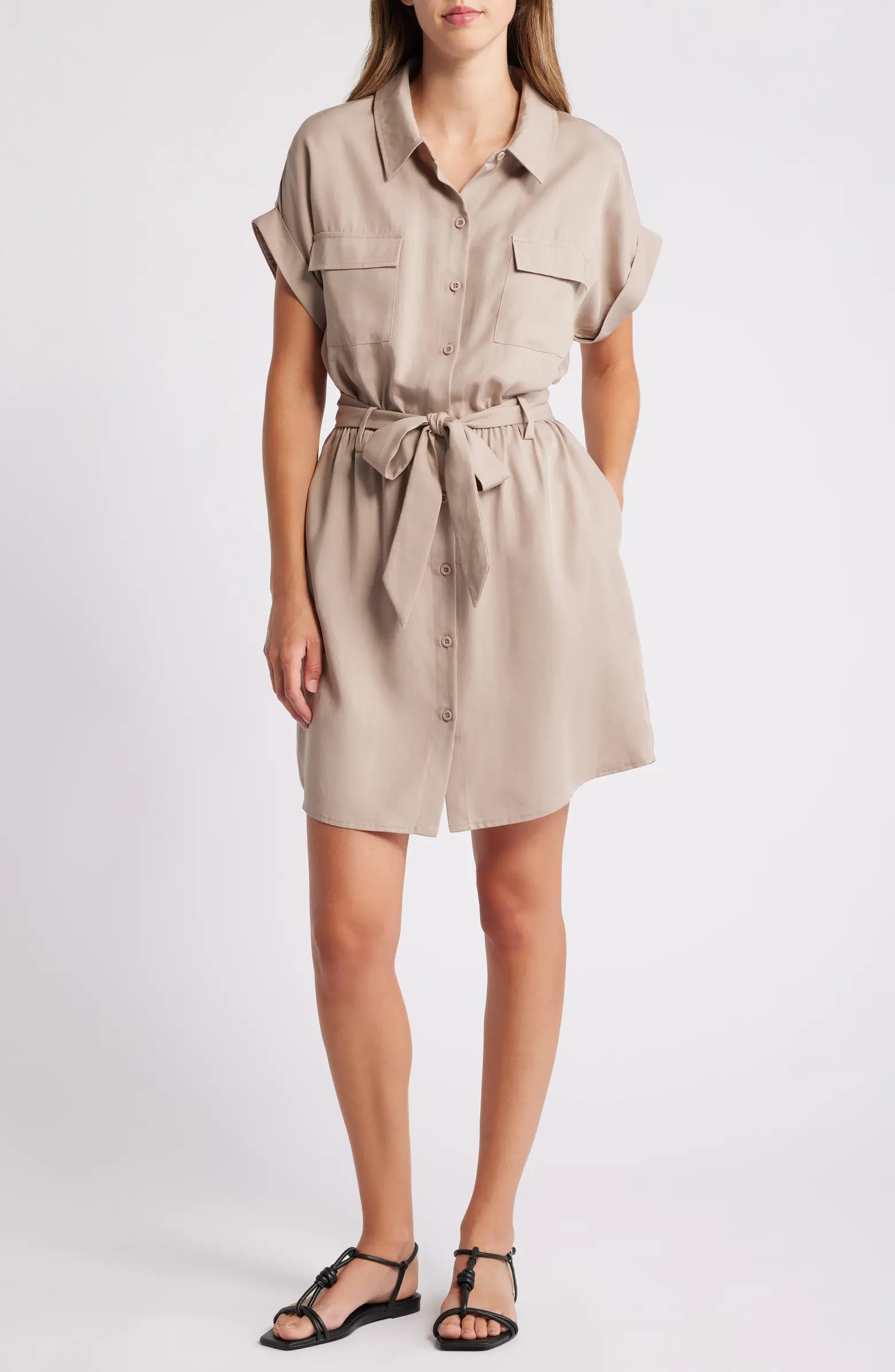 Caslon® Tie Waist Shirtdress | Nordstrom | Nordstrom