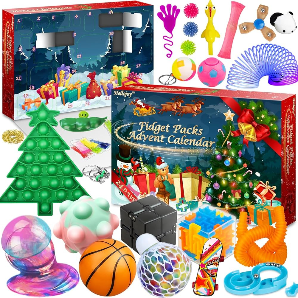 HelloJoy Christmas Pop Fidgets Advent Calendar 2024 for Boys Girls, 24 Days Countdown Calendar Push Pop Bubble Set Sensory Toys Pack for Kids Adult Teens, Xmas Party Favors Carnival Treasure Classroom Prizes | Amazon (US)