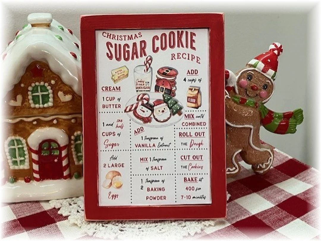 Christmas Sugar Cookie Recipe Framed Wood Sign for Christmas - Etsy | Etsy (US)